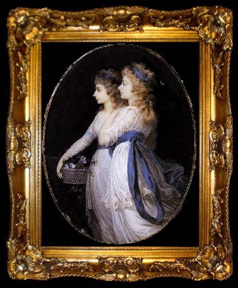 framed  Jean Urbain Guerin Georgiana, Duchess of Devonshire, with Lady Elizabeth Foster, ta009-2